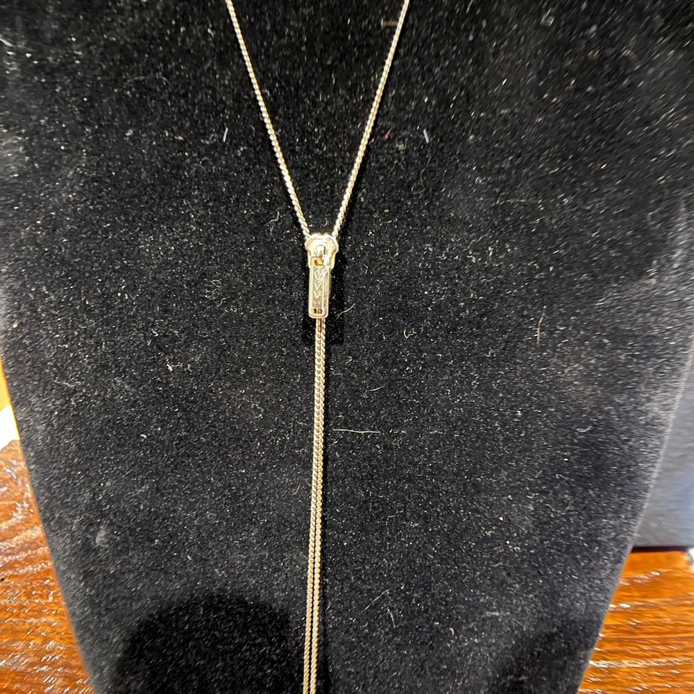 Vintage Gold Tone Adjustable Zipper Necklace Marked U.S.A. - Picture 2 of 4